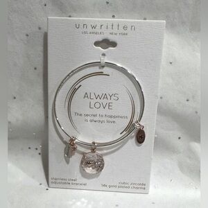 NWT Unwritten Two-Tone Always Love Charm Bangle Bracelet